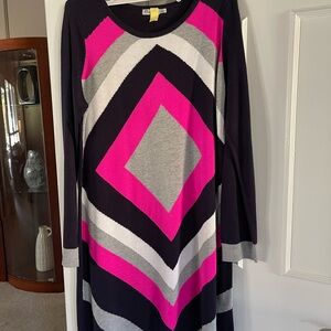 Zara Pink and Black Long Sleeve Dress